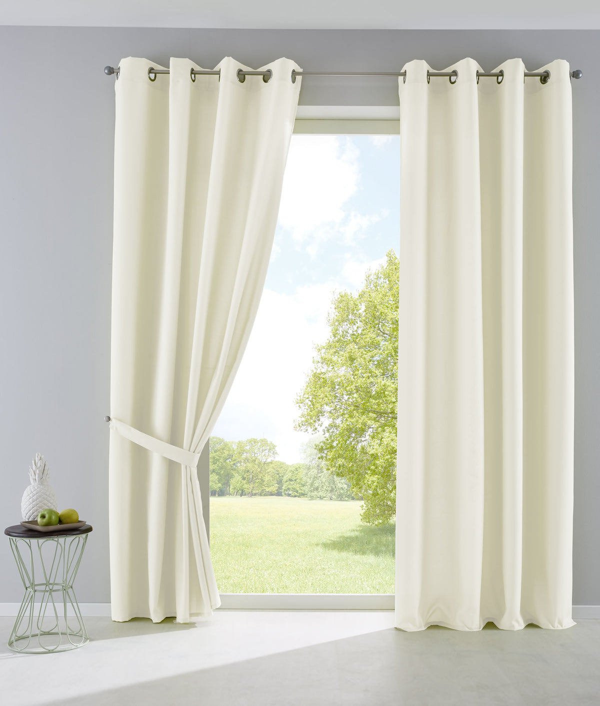 2er Set Vorhänge Blickdicht Gardinen Matt Lichtdurchlässig »PALERMO« mit Ösen und Raffhalter Dekoschal 10000265-2 Creme HxB 145x140 cm Vorhang Set 10000265-2creme | gerdinenbox.com