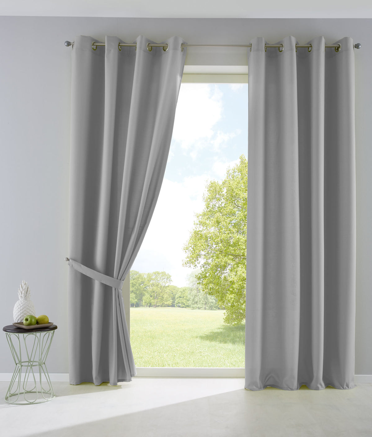 2er Set Vorhänge Blickdicht Gardinen Matt Lichtdurchlässig »PALERMO« mit Ösen und Raffhalter Dekoschal 10000265-2 Grau HxB 225x140 cm Vorhang Set 10000265-2grau_d5f46f9f-3795-440a-bac0-313ed7b782c8 | gerdinenbox.com