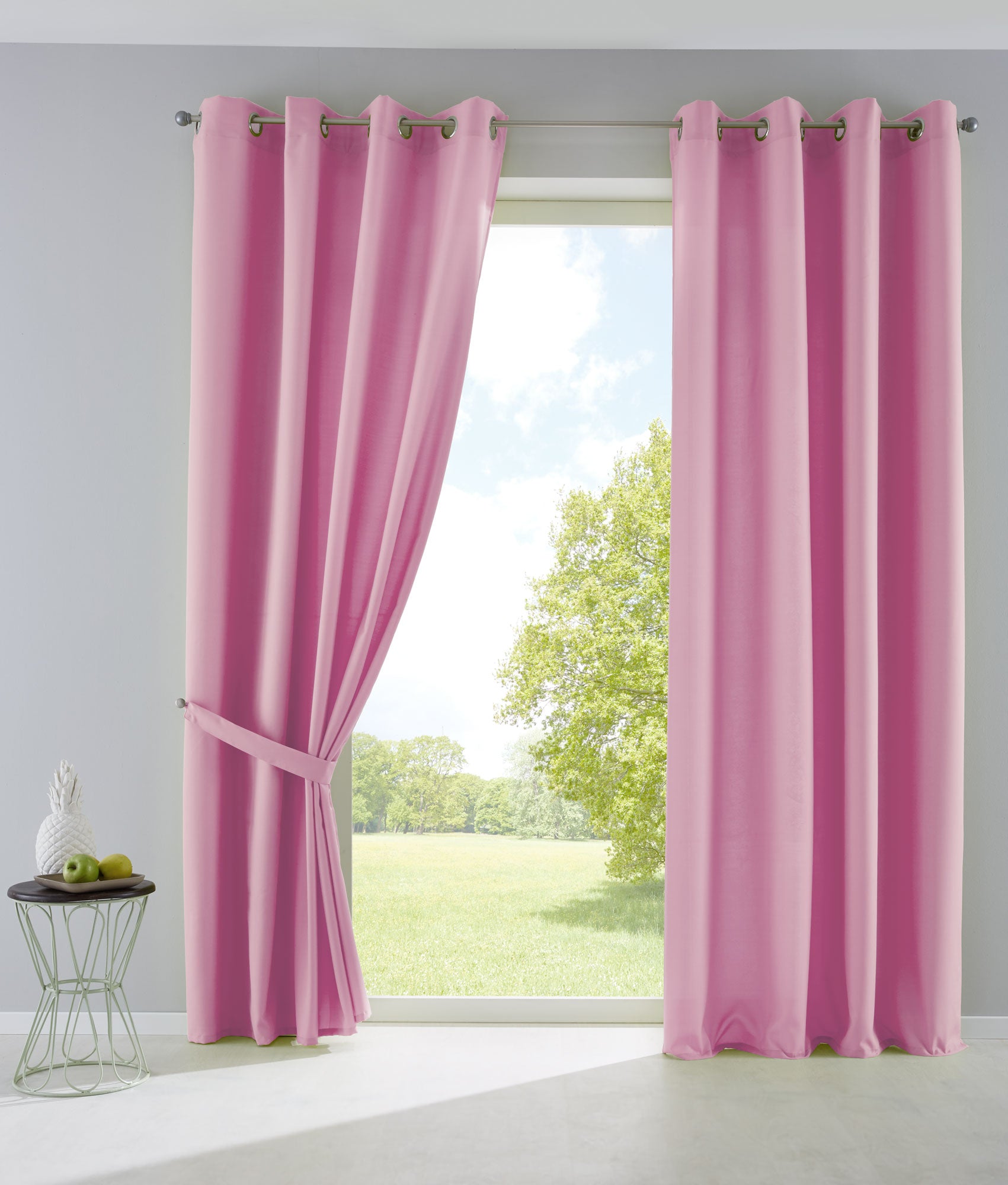 2er Set Vorhänge Blickdicht Gardinen Matt Lichtdurchlässig »PALERMO« mit Ösen und Raffhalter Dekoschal 10000265-2 Rosa HxB 145x140 cm Vorhang Set 10000265-2rosa | gerdinenbox.com