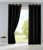2er Set Vorhänge Blickdicht Gardinen Matt Lichtdurchlässig »PALERMO« mit Ösen und Raffhalter Dekoschal 10000265-2 Schwarz HxB 225x140 cm Vorhang Set 10000265-2schwarz_e9ac6551-e37e-48c6-9664-624a8d6e5970 | gerdinenbox.com