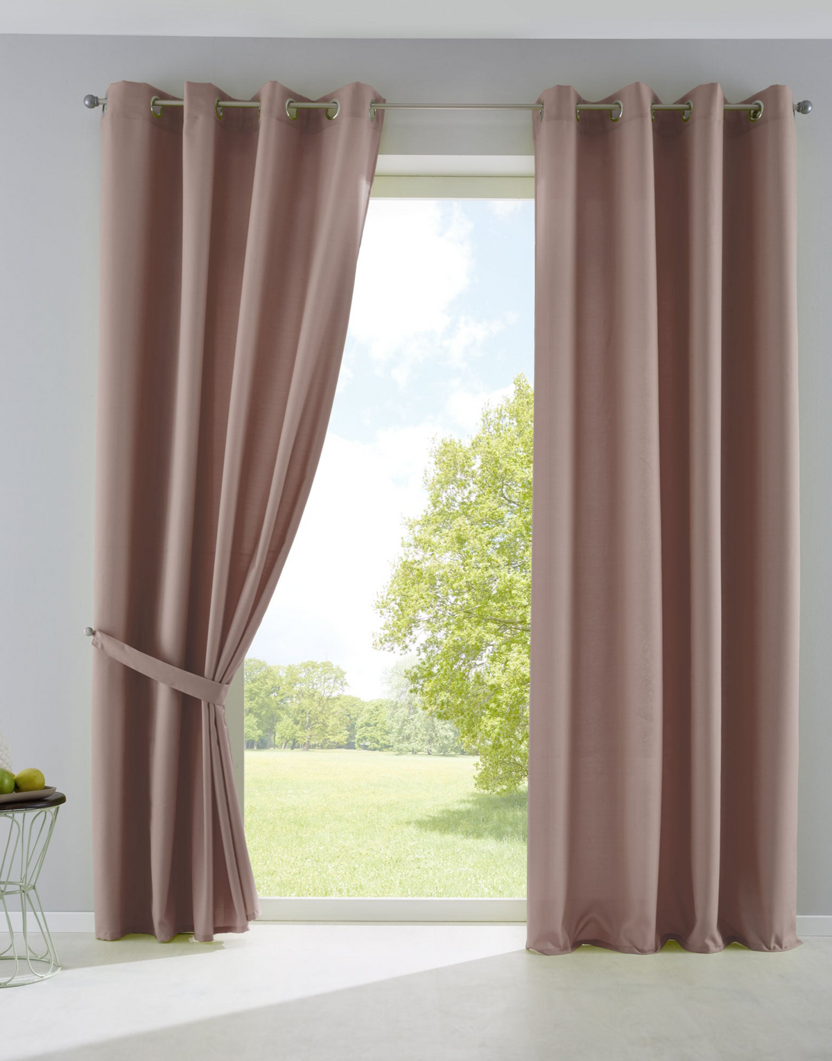 2er Set Vorhänge Blickdicht Gardinen Matt Lichtdurchlässig »PALERMO« mit Ösen und Raffhalter Dekoschal 10000265-2 Vorhang Set 10000265-2taupe_2024-05-02T13_30_00.014Z | gerdinenbox.com