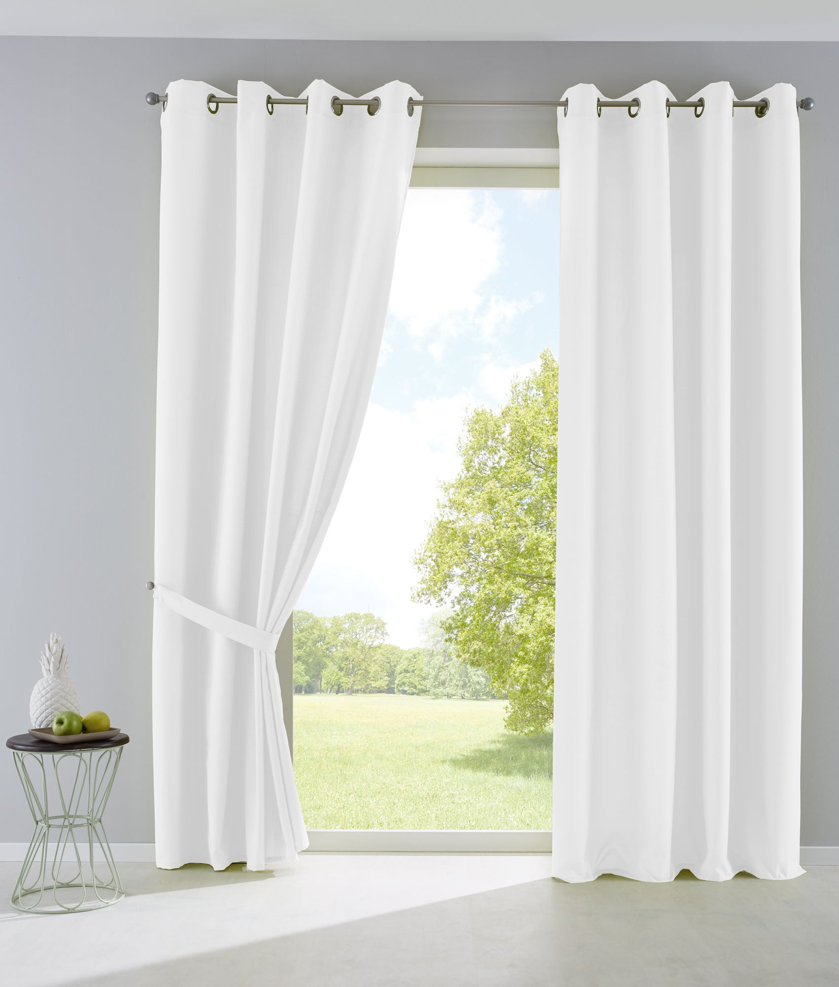 2er Set Vorhänge Blickdicht Gardinen Matt Lichtdurchlässig »PALERMO« mit Ösen und Raffhalter Dekoschal 10000265-2 Weiß HxB 145x140 cm Vorhang Set 10000265-2weiss | gerdinenbox.com
