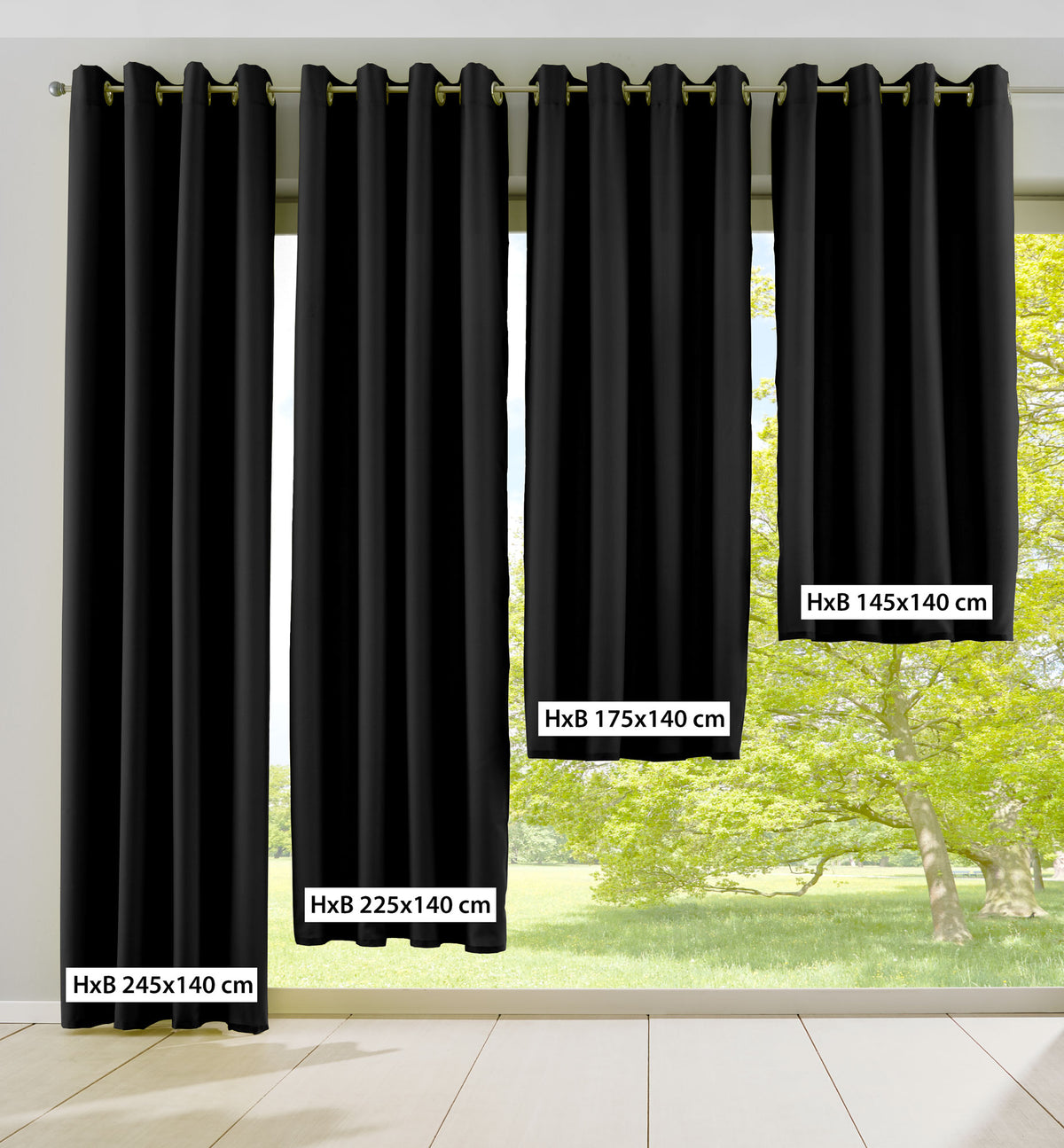 2er Set Vorhänge Blickdicht Gardinen Matt Lichtdurchlässig »PALERMO« mit Ösen und Raffhalter Dekoschal 10000265-2 Vorhang Set 10000265size_schwarz | gerdinenbox.com
