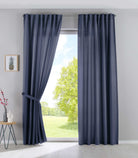 2er Set Vorhänge Verdeckte Schlaufen Cationic »JENA« Blickdicht Leinen Optik Gardinen Meliert Gardinenband mit Raffhalter 2019037-2 Saphir Blau HxB 145x140 cm Vorhang Set 2019037-2saphir_blau_a7ab62aa-3e2c-4bc4-a424-592e9459ec7a | gerdinenbox.com