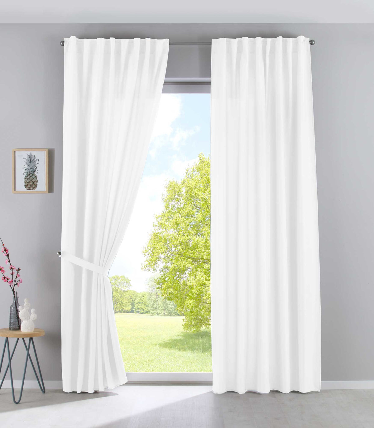 2er Set Vorhänge Verdeckte Schlaufen Cationic »JENA« Blickdicht Leinen Optik Gardinen Meliert Gardinenband mit Raffhalter 2019037-2 Weiß HxB 225x140 cm Vorhang Set 2019037-2weiss_bcf8b1c3-c291-4af3-a0c0-72cb369362e2 | gerdinenbox.com