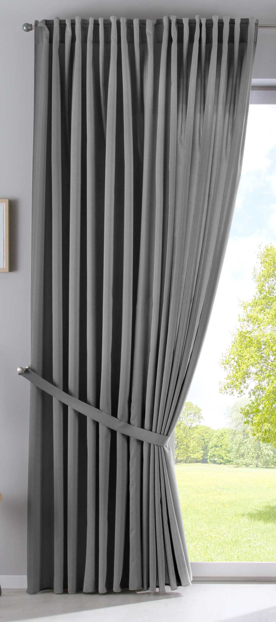Vorhang Verdeckte Schlaufen Cationic »JENA« Blickdicht Leinen Optik Gardine Meliert Gardinenband mit Raffhalter 2019037 Vorhang 2019037_doppel_v2_grau_05ca7849-5b84-4b7d-86db-b4c48ec73a4e | gerdinenbox.com