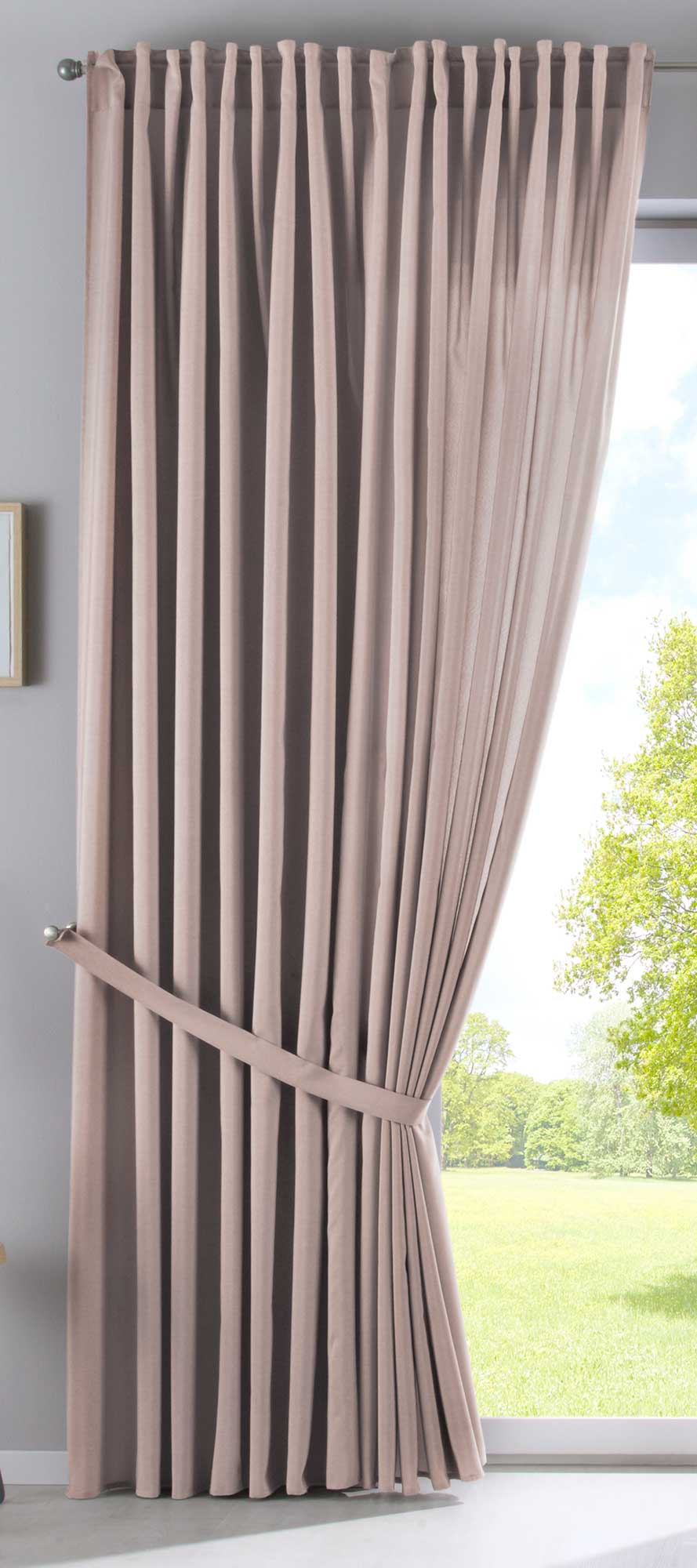 Vorhang Verdeckte Schlaufen Cationic »JENA« Blickdicht Leinen Optik Gardine Meliert Gardinenband mit Raffhalter 2019037 Vorhang 2019037_doppel_v2_taupe_9c8a1d60-99f4-45fe-ab1e-64f4c7986a02 | gerdinenbox.com