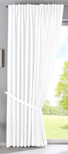 2er Set Vorhänge Verdeckte Schlaufen Cationic »JENA« Blickdicht Leinen Optik Gardinen Meliert Gardinenband mit Raffhalter 2019037-2 Vorhang Set 2019037_doppel_v2_weiss | gerdinenbox.com