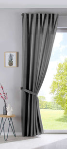 2er Set Vorhänge Verdeckte Schlaufen Cationic »JENA« Blickdicht Leinen Optik Gardinen Meliert Gardinenband mit Raffhalter 2019037-2 Vorhang Set 2019037grau-raff | gerdinenbox.com