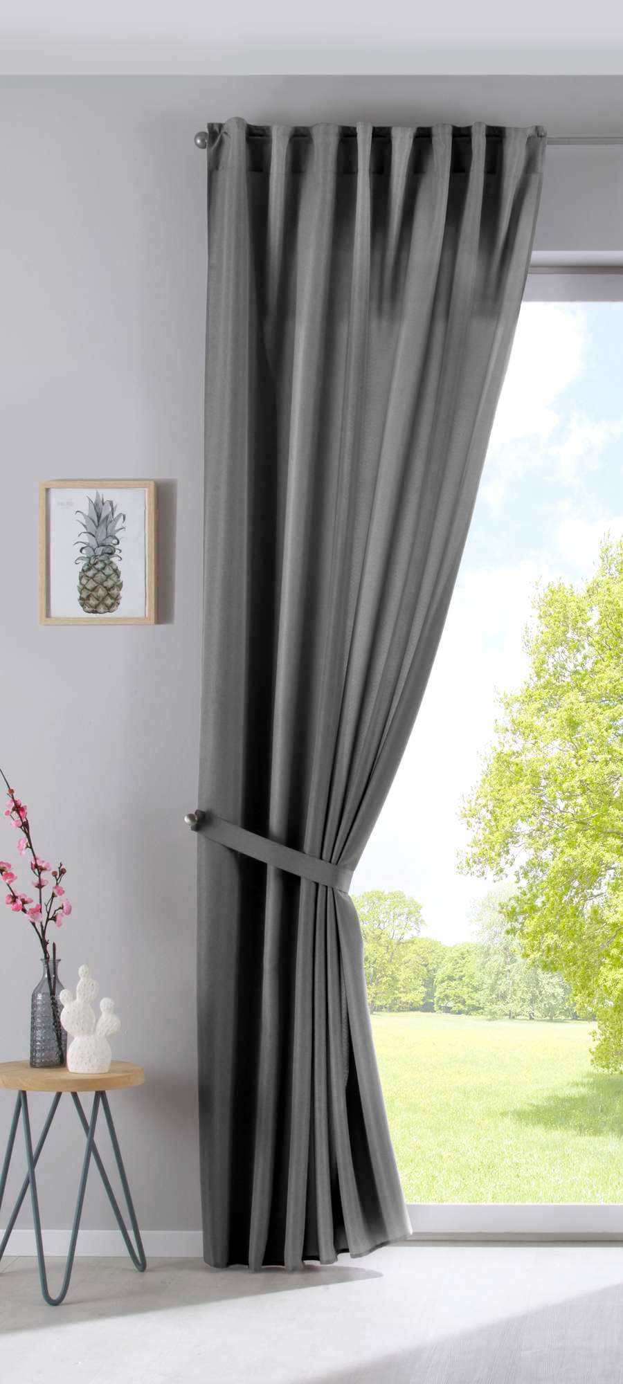 Vorhang Verdeckte Schlaufen Cationic »JENA« Blickdicht Leinen Optik Gardine Meliert Gardinenband mit Raffhalter 2019037 Vorhang 2019037grau-raff_410ef0e9-85dc-4850-af34-f69e81a816b8 | gerdinenbox.com