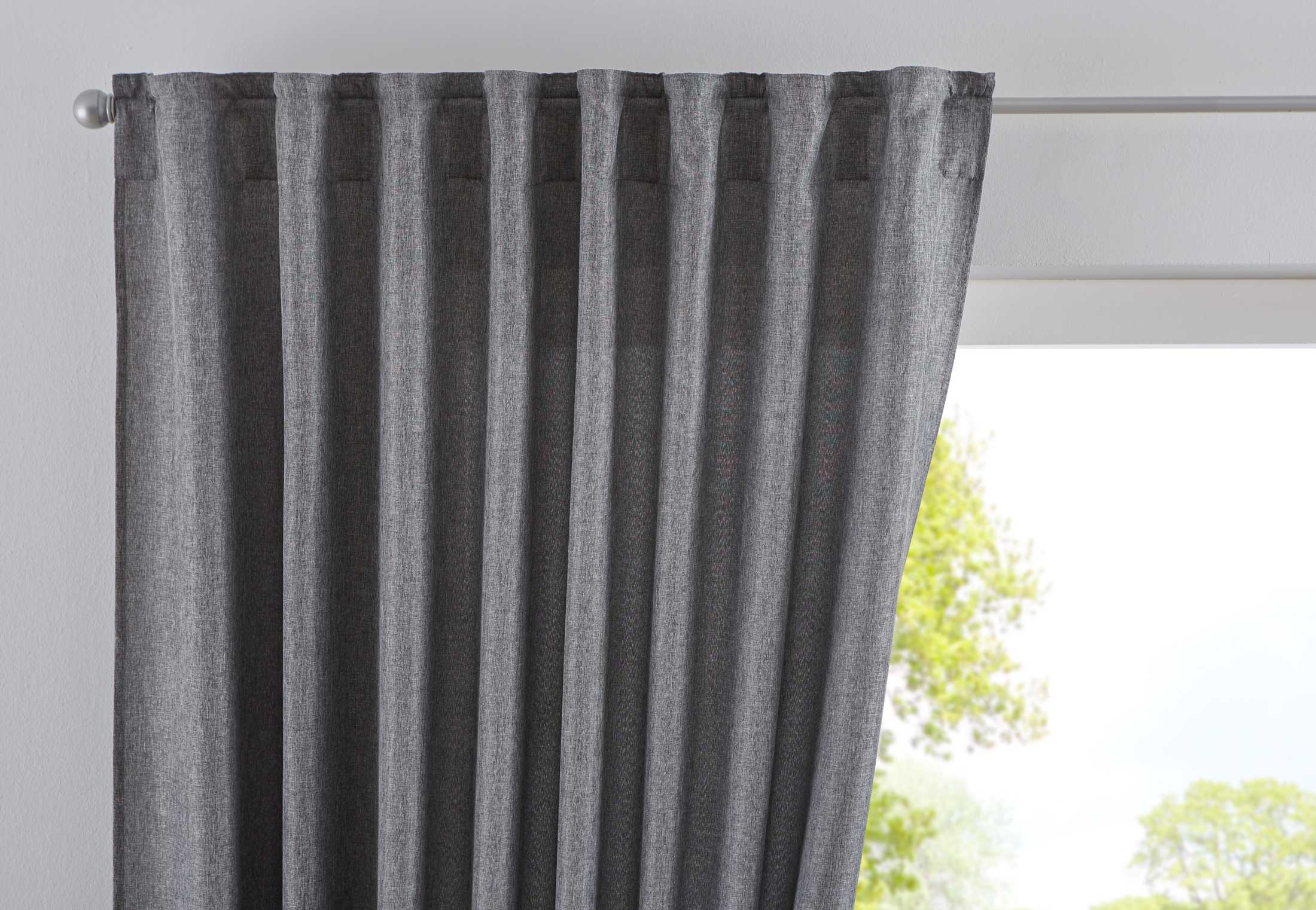 Vorhang Verdeckte Schlaufen Cationic »JENA« Blickdicht Leinen Optik Gardine Meliert Gardinenband mit Raffhalter 2019037 Grau HxB 225x140 cm Vorhang 2019037grau | gerdinenbox.com
