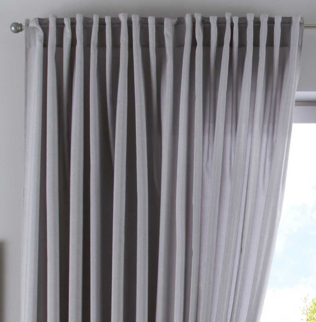 Vorhang Verdeckte Schlaufen Cationic »JENA« Blickdicht Leinen Optik Gardine Meliert Gardinenband mit Raffhalter 2019037 Silber HxB 250x300 cm Vorhang 2019037silber-breit | gerdinenbox.com