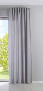 2er Set Vorhänge Verdeckte Schlaufen Cationic »JENA« Blickdicht Leinen Optik Gardinen Meliert Gardinenband mit Raffhalter 2019037-2 Vorhang Set 2019037silber-gerade | gerdinenbox.com