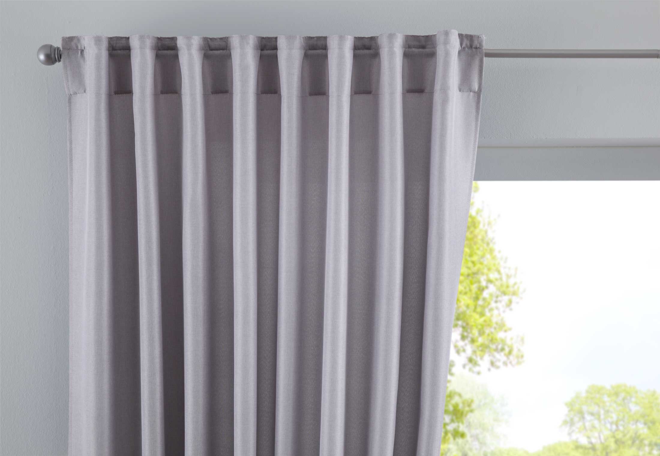 Vorhang Verdeckte Schlaufen Cationic »JENA« Blickdicht Leinen Optik Gardine Meliert Gardinenband mit Raffhalter 2019037 Silber HxB 225x140 cm Vorhang 2019037silber | gerdinenbox.com