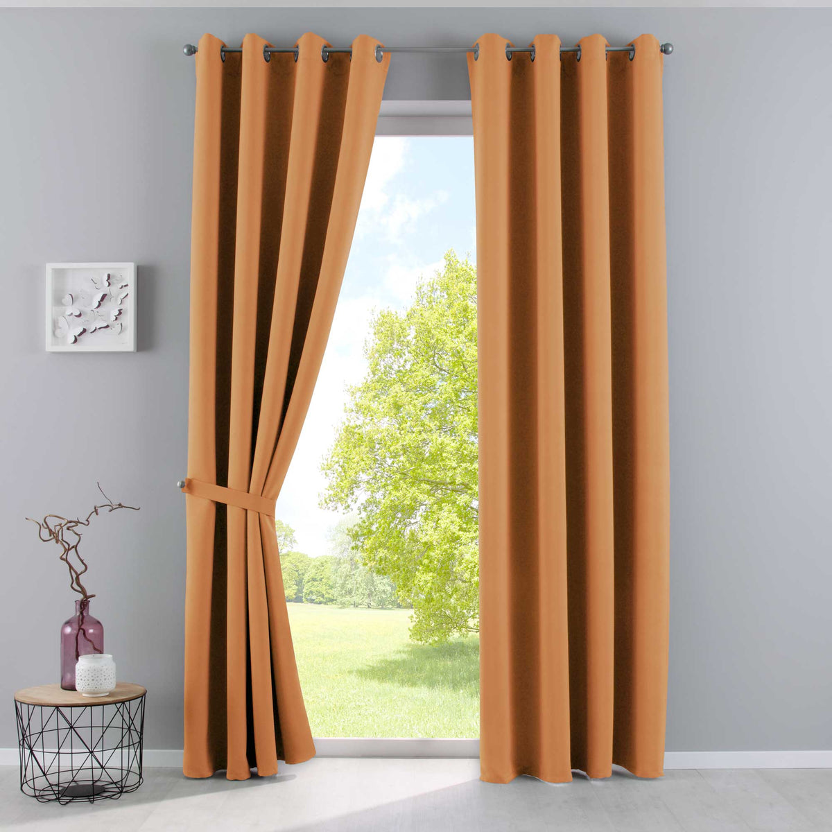 Vorhänge Blickdicht »NewYork« 2er-Pack Thermo-Gardinen Verdunkelungsvorhang Blackout Ösen schalldämmend UV-Schutz Raffhalter 201920600-2 Vorhang Set 2019201600orange_764fb3c8-9eab-403a-bb4c-99cecdcfcd92 | gerdinenbox.com