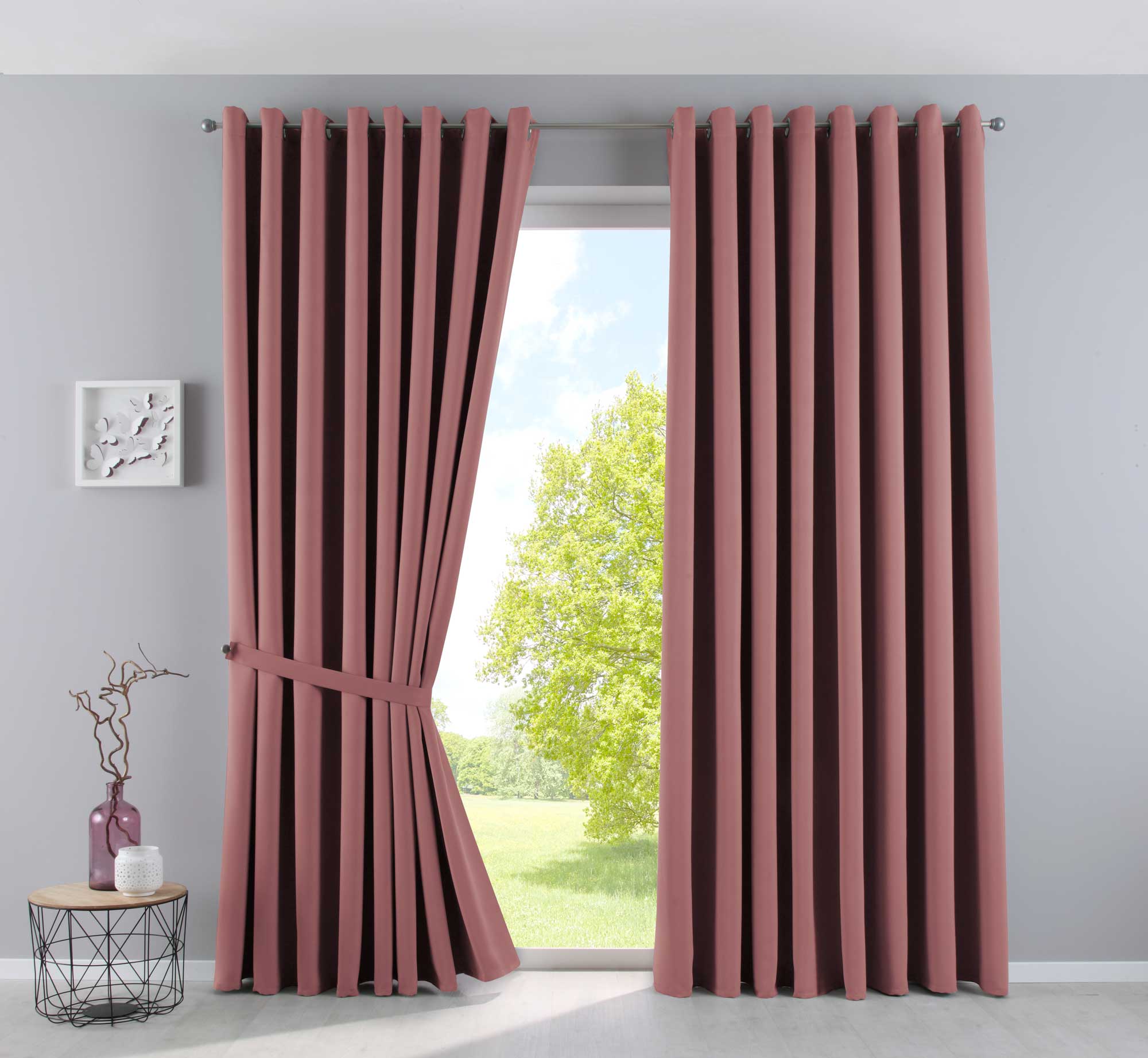 Vorhänge Blickdicht »NewYork« 2er-Pack Thermo-Gardinen Verdunkelungsvorhang Blackout Ösen schalldämmend UV-Schutz Raffhalter 201920600-2 Altrosa HxB 225x295 cm Vorhang Set 201920600-2altrosa-295 | gerdinenbox.com