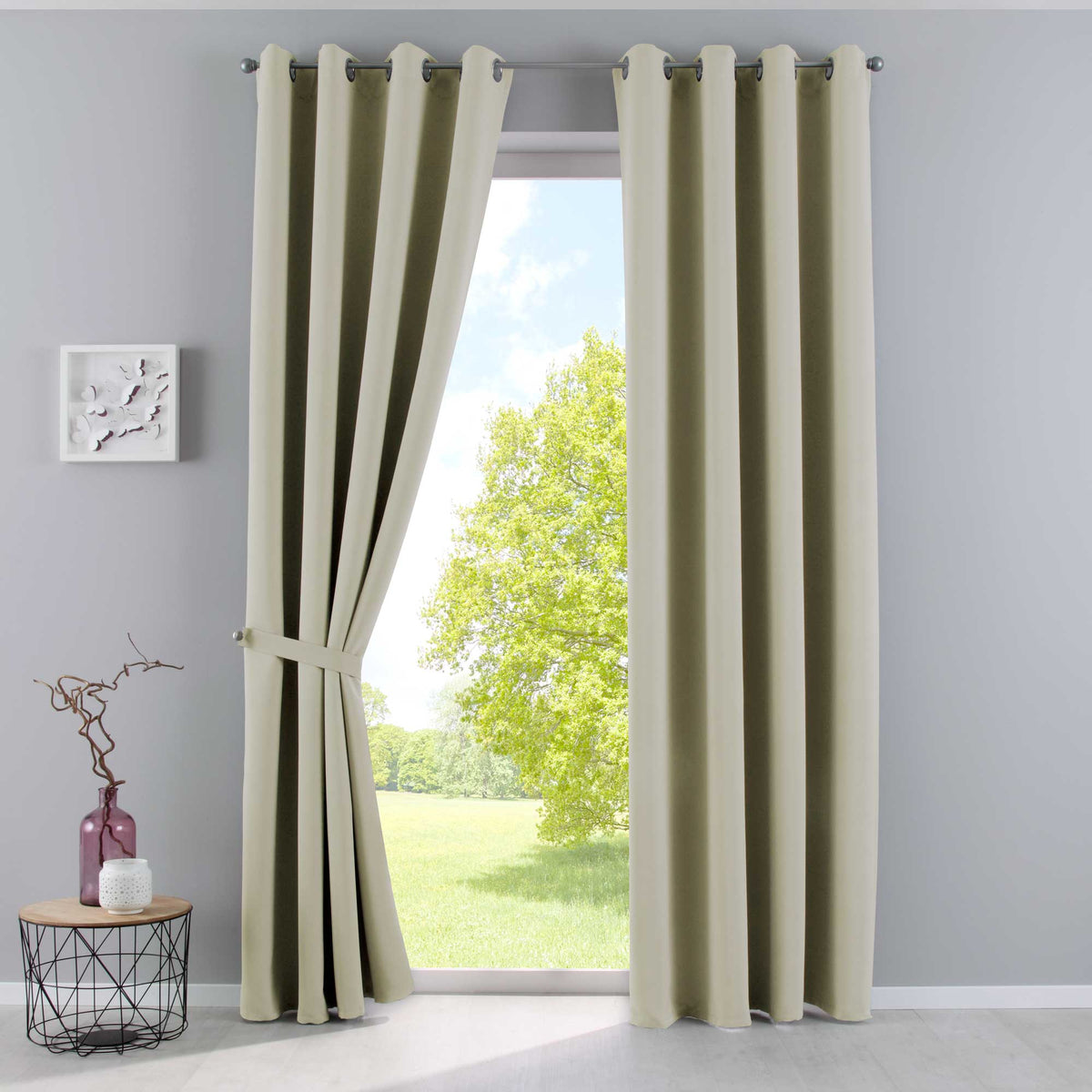 Vorhänge Blickdicht »NewYork« 2er-Pack Thermo-Gardinen Verdunkelungsvorhang Blackout Ösen schalldämmend UV-Schutz Raffhalter 201920600-2 Beige HxB 225x140 cm Vorhang Set 201920600-2beige_6900a703-b5b2-4a4e-b8f0-b09929985cdd | gerdinenbox.com