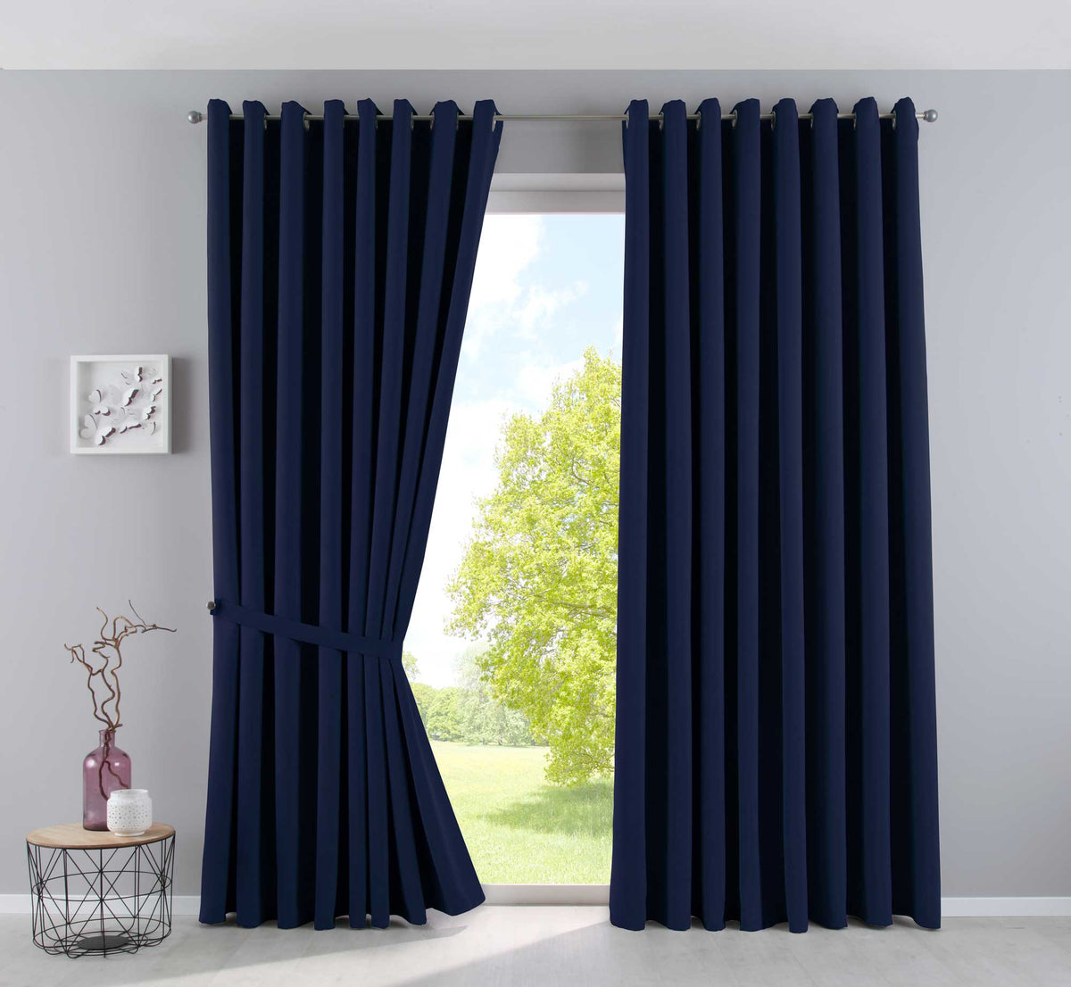 Vorhänge Blickdicht »NewYork« 2er-Pack Thermo-Gardinen Verdunkelungsvorhang Blackout Ösen schalldämmend UV-Schutz Raffhalter 201920600-2 Blau HxB 225x295 cm Vorhang Set 201920600-2blau-295 | gerdinenbox.com