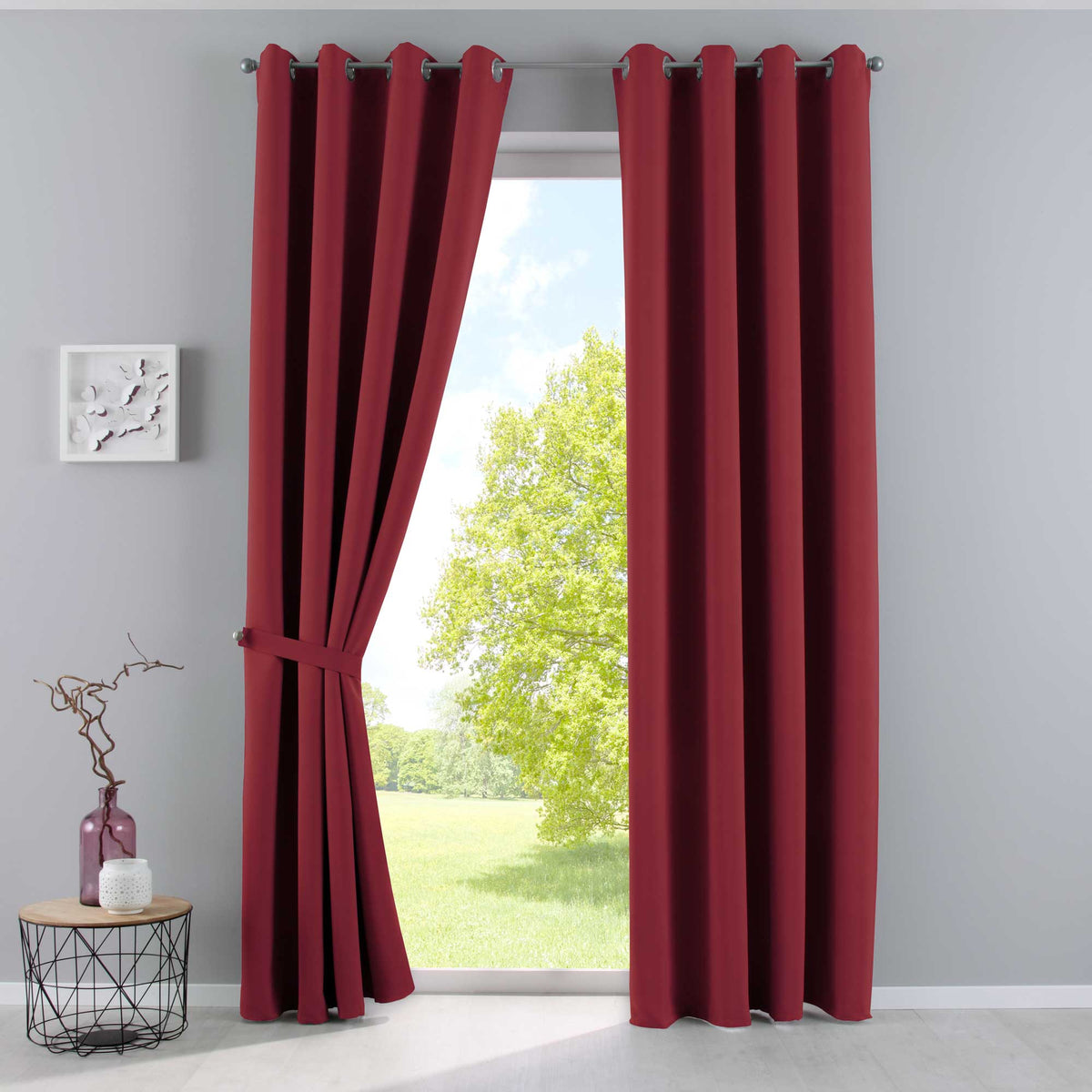 Vorhänge Blickdicht »NewYork« 2er-Pack Thermo-Gardinen Verdunkelungsvorhang Blackout Ösen schalldämmend UV-Schutz Raffhalter 201920600-2 Bordeaux HxB 225x140 cm Vorhang Set 201920600-2bordeaux_c37ab076-0897-4278-84d2-e28abbb4321d | gerdinenbox.com