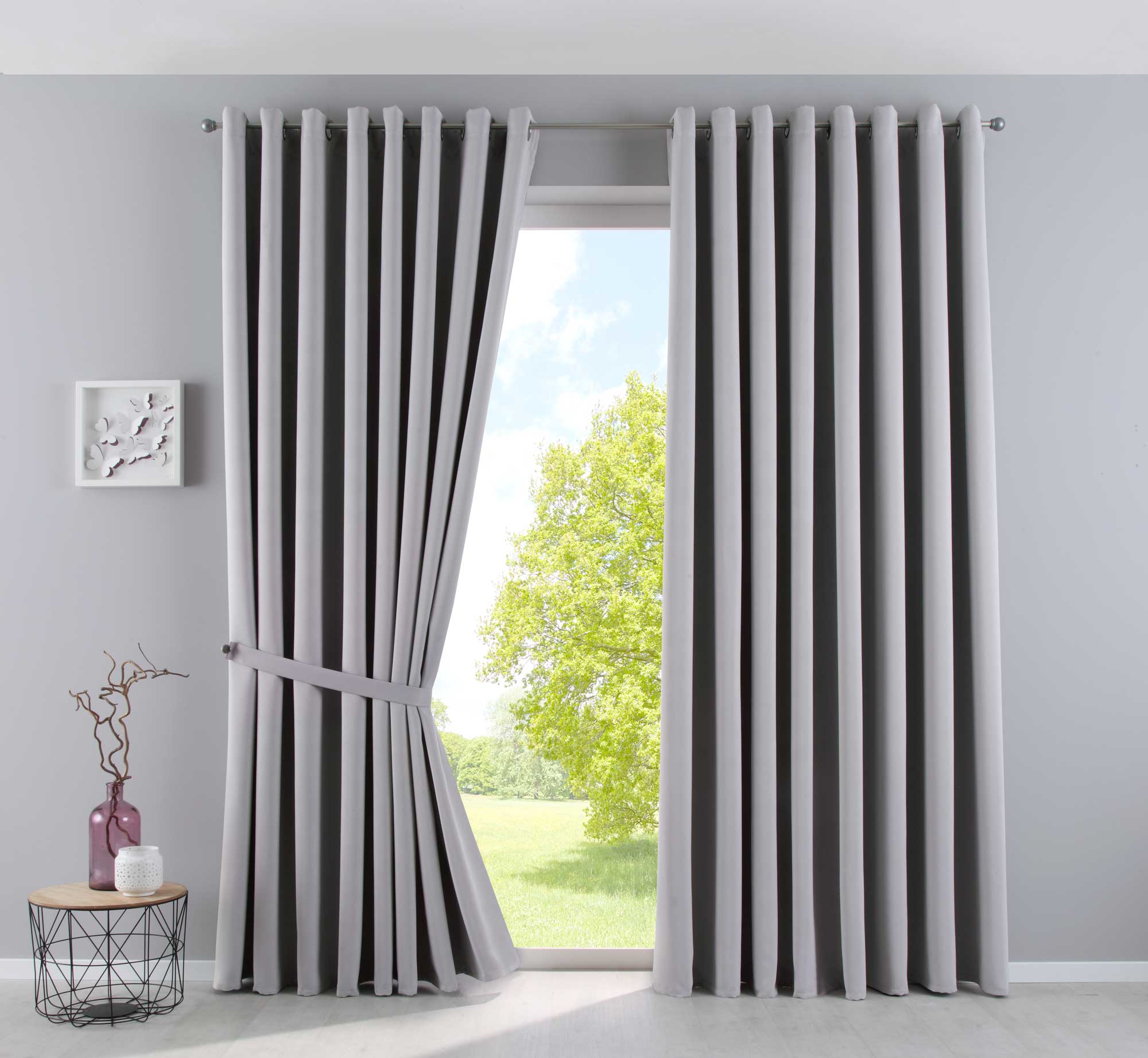 Vorhänge Blickdicht »NewYork« 2er-Pack Thermo-Gardinen Verdunkelungsvorhang Blackout Ösen schalldämmend UV-Schutz Raffhalter 201920600-2 Grau HxB 225x295 cm Vorhang Set 201920600-2grau-295 | gerdinenbox.com