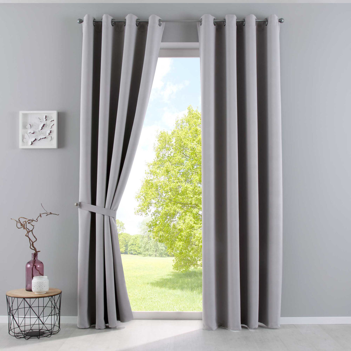 Vorhänge Blickdicht »NewYork« 2er-Pack Thermo-Gardinen Verdunkelungsvorhang Blackout Ösen schalldämmend UV-Schutz Raffhalter 201920600-2 Grau HxB 245x140 cm Vorhang Set 201920600-2grau | gerdinenbox.com