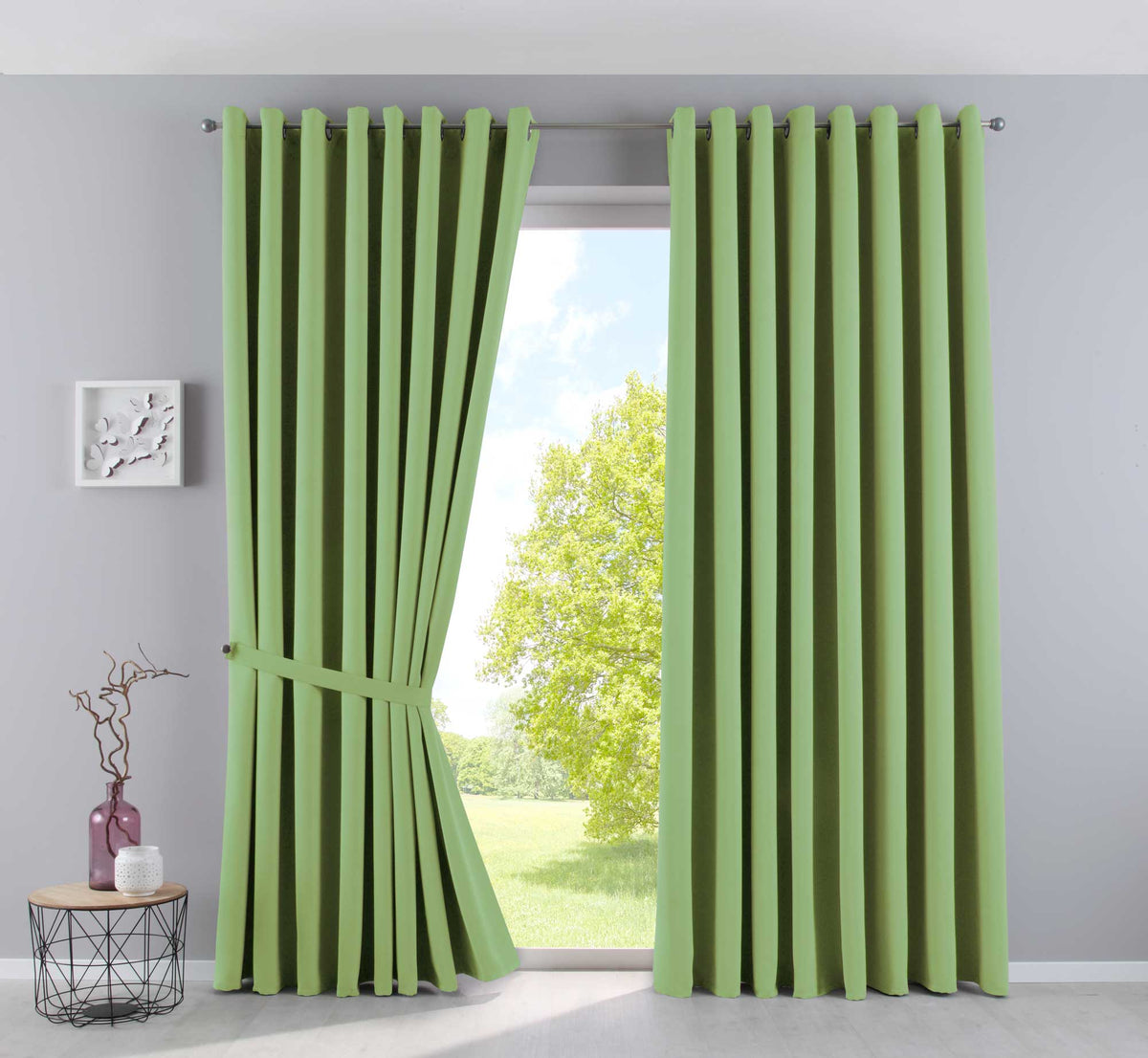 Vorhänge Blickdicht »NewYork« 2er-Pack Thermo-Gardinen Verdunkelungsvorhang Blackout Ösen schalldämmend UV-Schutz Raffhalter 201920600-2 Grün HxB 225x295 cm Vorhang Set 201920600-2gruen-295 | gerdinenbox.com