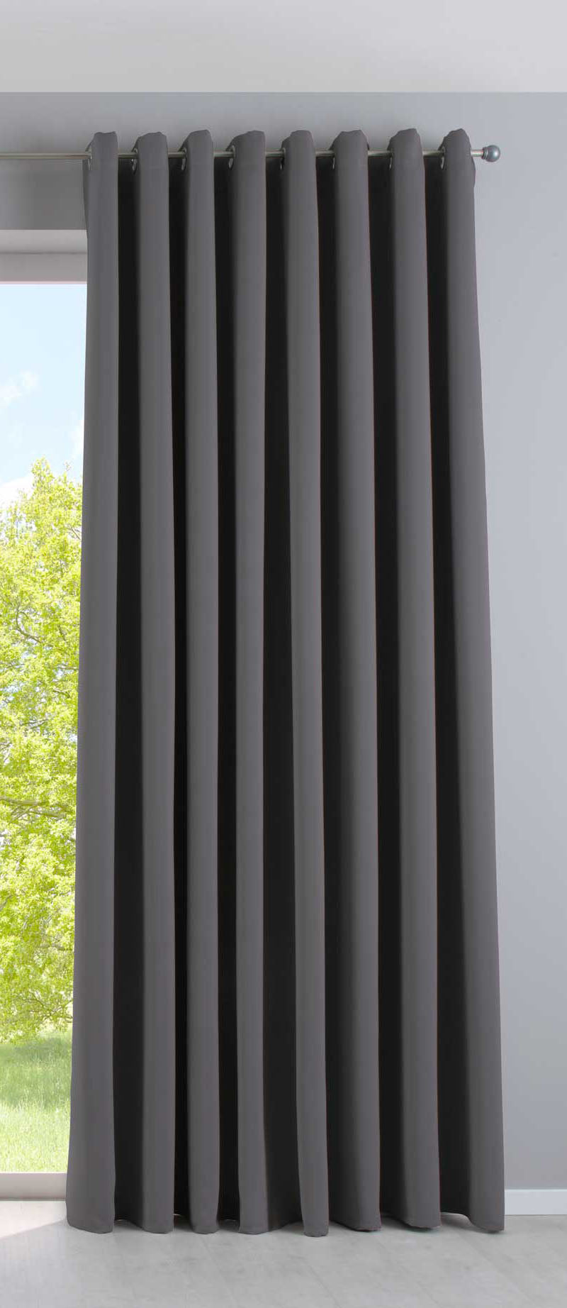 Vorhang Blickdicht »NewYork« 1er-Pack Thermo-Gardine Verdunkelungsvorhang Blackout Ösen schalldämmend UV-Schutz Raffhalter 201920600 Dunkelgrau HxB 225x295 cm Vorhang 201920600dunkelgrau-295_e7bccba6-eddd-4ae4-bcc2-584d20aabb4d | gerdinenbox.com