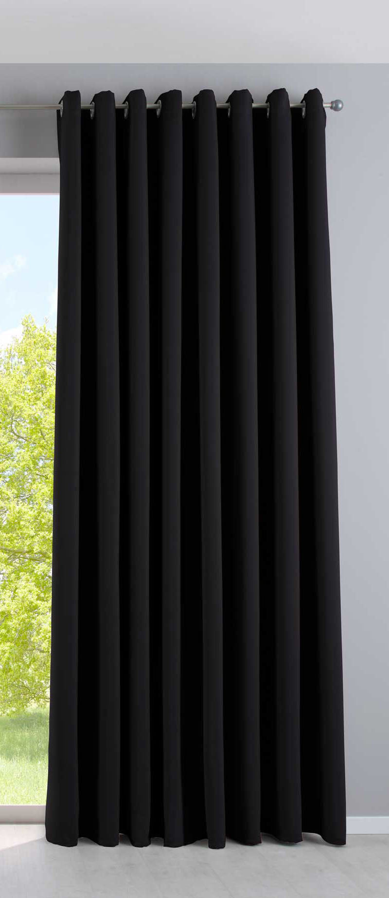 Vorhang Blickdicht »NewYork« 1er-Pack Thermo-Gardine Verdunkelungsvorhang Blackout Ösen schalldämmend UV-Schutz Raffhalter 201920600 Schwarz HxB 245x295 cm Vorhang 201920600schwarz-295 | gerdinenbox.com