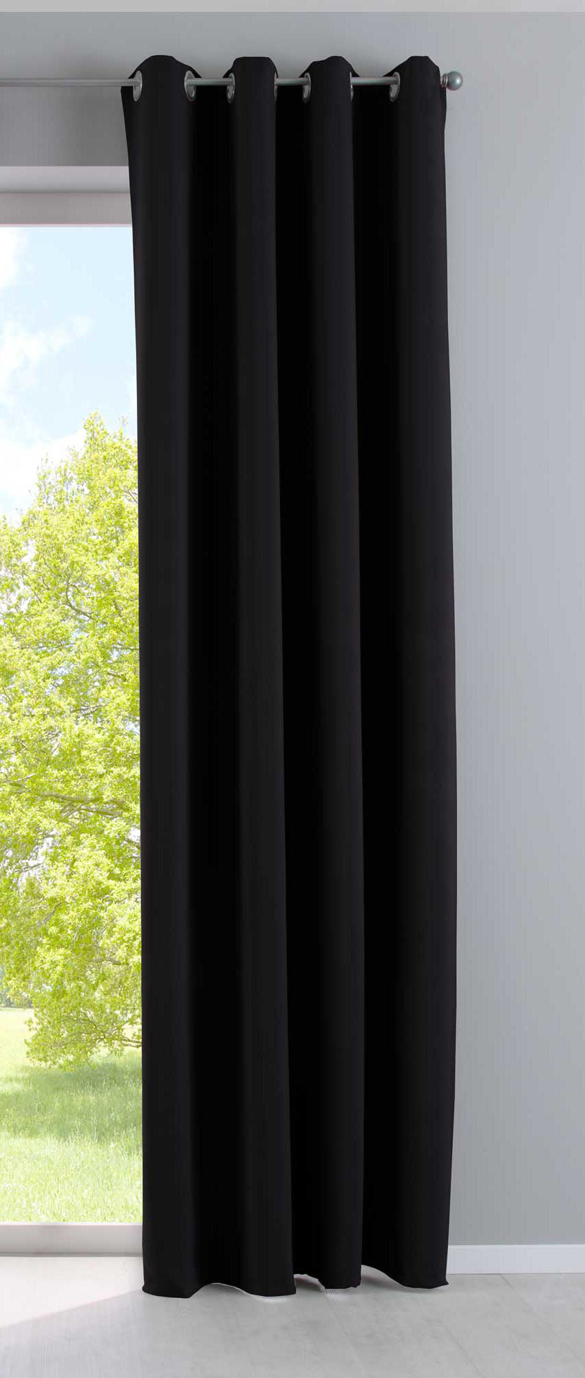 Vorhang Blickdicht »NewYork« 1er-Pack Thermo-Gardine Verdunkelungsvorhang Blackout Ösen schalldämmend UV-Schutz Raffhalter 201920600 Schwarz HxB 245x140 cm Vorhang 201920600schwarz_677c7335-eabb-45e2-912b-ce3972a3e89c | gerdinenbox.com