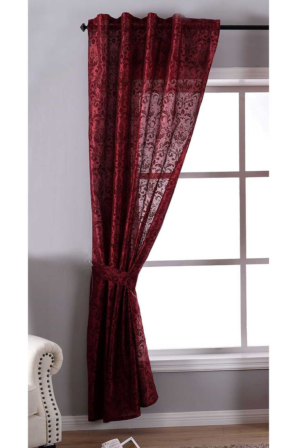 Vorhang Wildseide Optik blickdicht Flockfasern Deko gemustert, blickdicht mit verdecktem Schlaufenband 20200-20210 Bordeaux Barock 1er Set HxB 245x140 cm Vorhang 20200-20210bordeaux_barock | gerdinenbox.com
