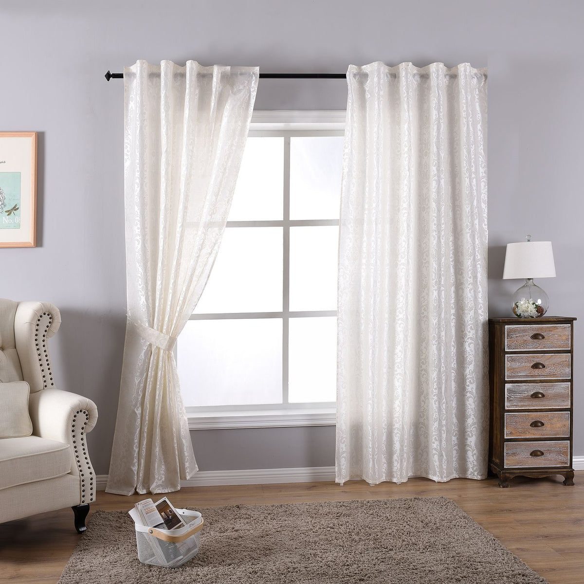 Vorhang Wildseide Optik blickdicht Flockfasern Deko gemustert, blickdicht mit verdecktem Schlaufenband 20200-20210 Creme Barock 2er Set HxB 245x140 cm Vorhang 20200-20210creme_barock-2er | gerdinenbox.com
