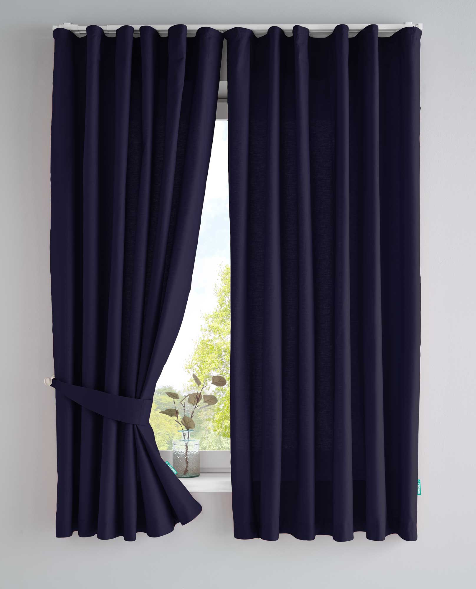 2er Set Bio Organic Vorhänge »Bremen« Reine Bio Baumwolle Blickdicht Gardinen Verdeckte Schlaufen Gardinenband Pflegeleicht 202088 Dunkelblau HxB 160x145 cm Vorhang Set 202088dunkelblau-160 | gerdinenbox.com