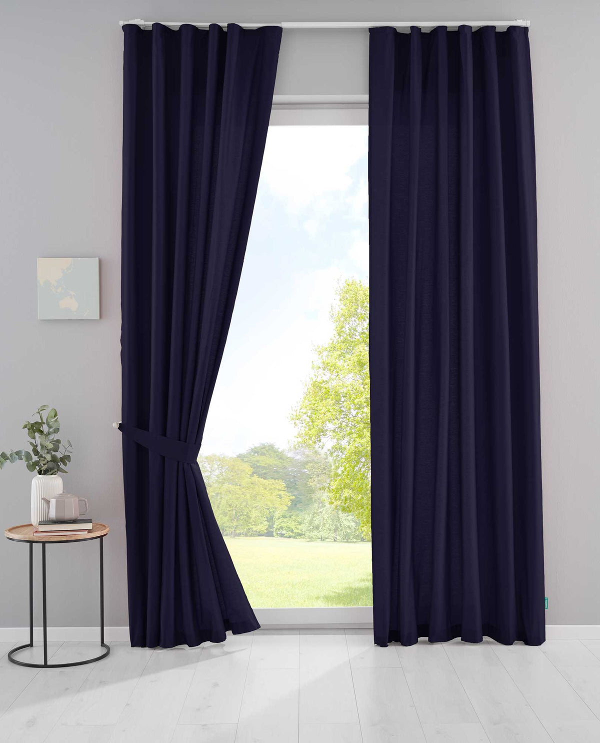2er Set Bio Organic Vorhänge »Bremen« Reine Bio Baumwolle Blickdicht Gardinen Verdeckte Schlaufen Gardinenband Pflegeleicht 202088 Dunkelblau HxB 225x145 cm Vorhang Set 202088dunkelblau | gerdinenbox.com
