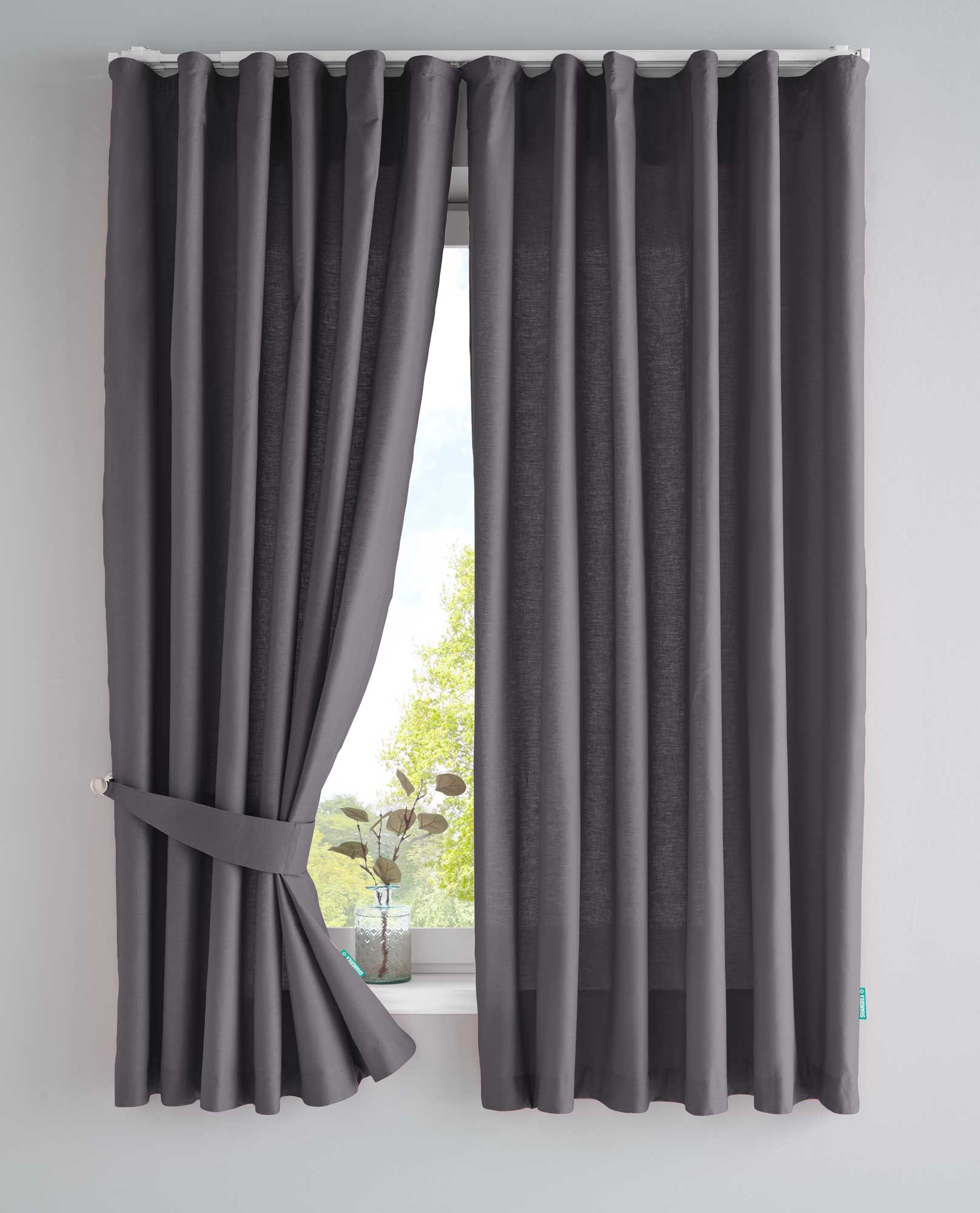 2er Set Bio Organic Vorhänge »Bremen« Reine Bio Baumwolle Blickdicht Gardinen Verdeckte Schlaufen Gardinenband Pflegeleicht 202088 Dunkelgrau HxB 160x145 cm Vorhang Set 202088dunkelgrau-160 | gerdinenbox.com