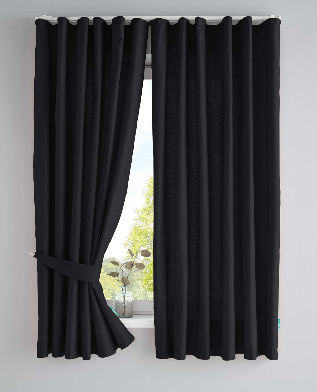 2er Set Bio Organic Vorhänge »Bremen« Reine Bio Baumwolle Blickdicht Gardinen Verdeckte Schlaufen Gardinenband Pflegeleicht 202088 Schwarz HxB 160x145 cm Vorhang Set 202088schwarz-160 | gerdinenbox.com