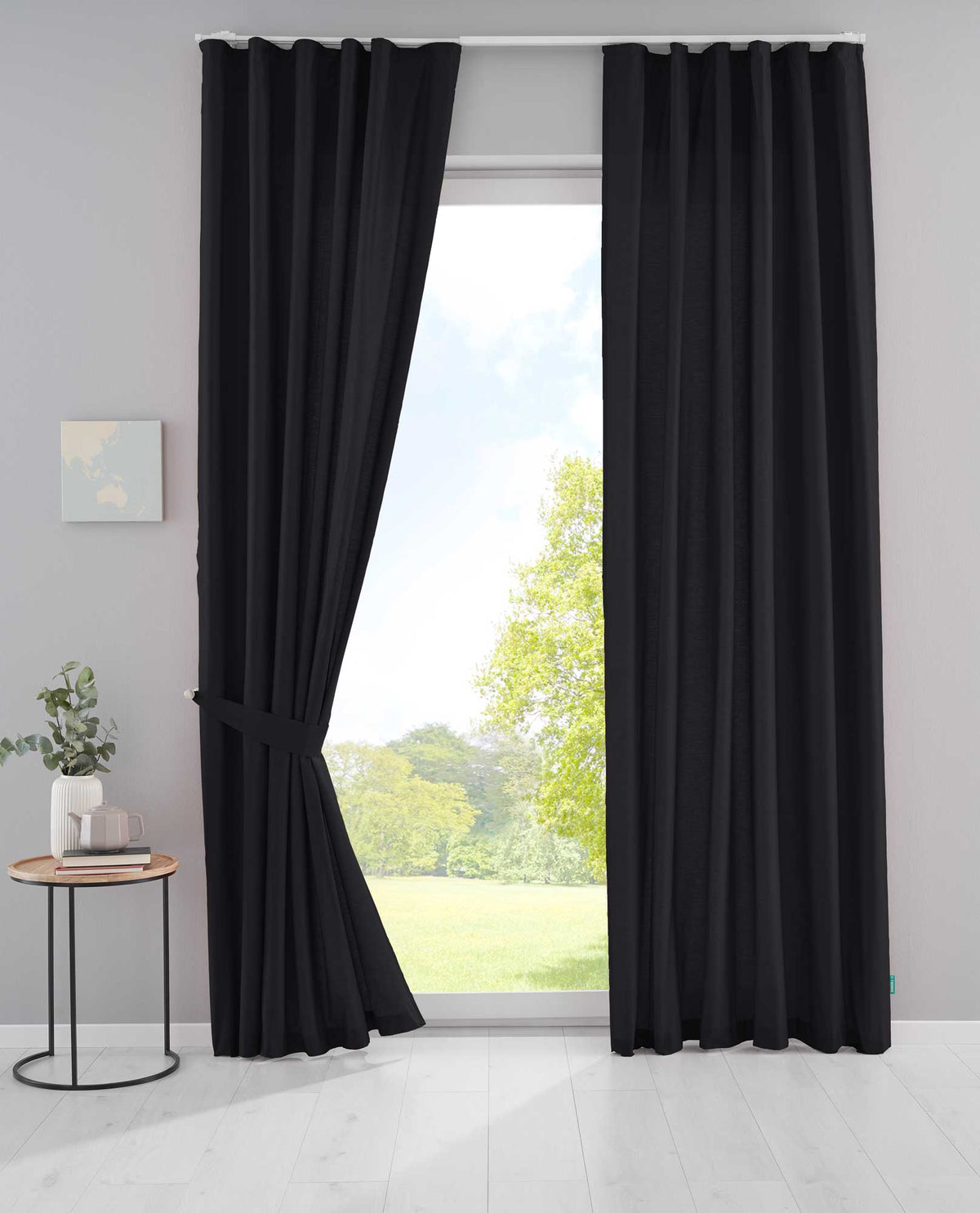 2er Set Bio Organic Vorhänge »Bremen« Reine Bio Baumwolle Blickdicht Gardinen Verdeckte Schlaufen Gardinenband Pflegeleicht 202088 Schwarz HxB 250x145 cm Vorhang Set 202088schwarz_90ac8f8b-5a72-43b5-a90a-2401dce8444a | gerdinenbox.com