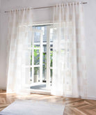 2er Set Gardine »VALENCIA« Multiband Aufhängung Scherli Transparent Leinen-Optik 2023400-408S-2 Natur Taupe Geo Gardinen Set 2023400-408S-2natur_taupe_geo | gerdinenbox.com