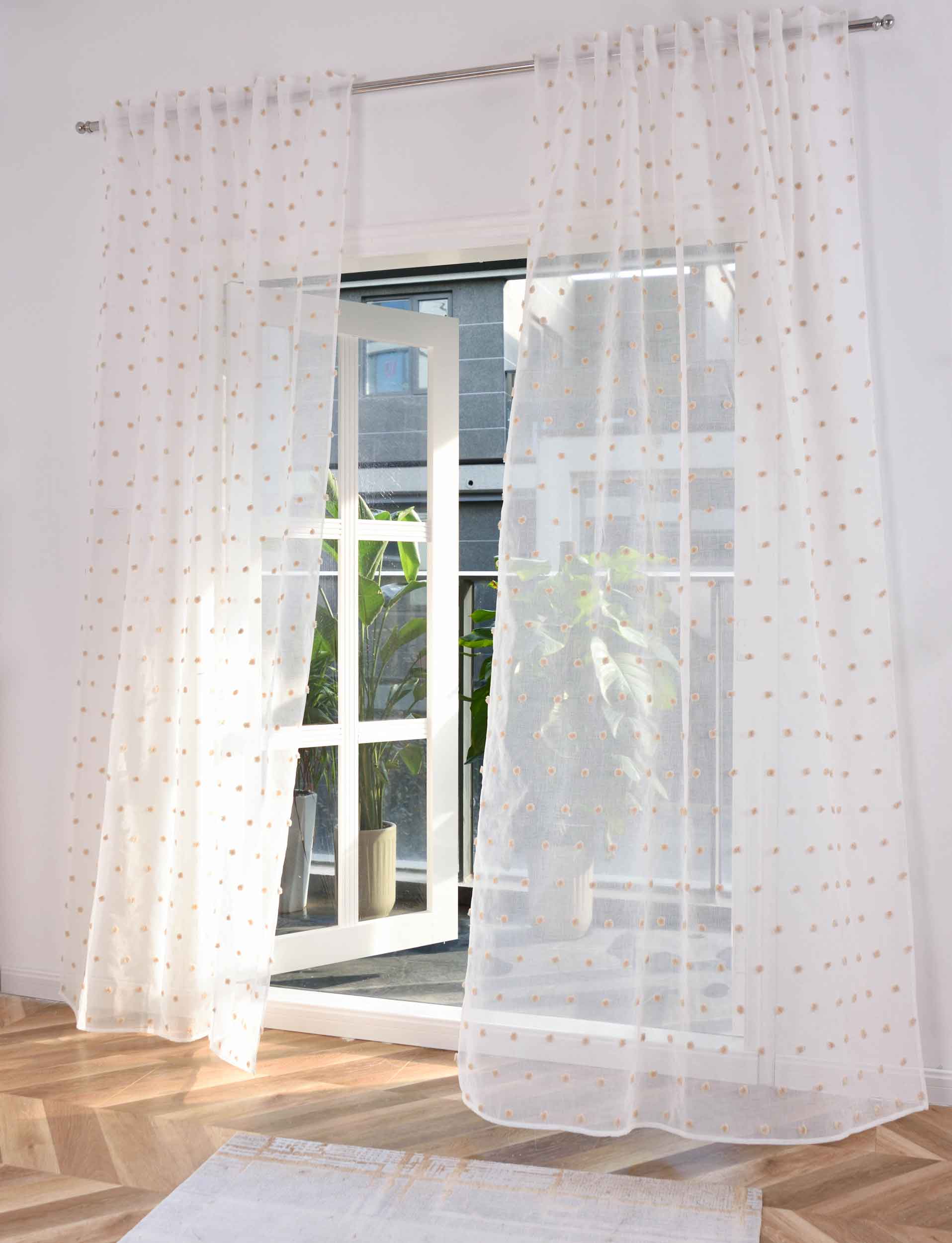 2er Set Gardine »VALENCIA« Multiband Aufhängung Scherli Transparent Leinen-Optik 2023400-408S-2 Natur Taupe Pompom Gardinen Set 2023400-408S-2natur_taupe_pompom | gerdinenbox.com