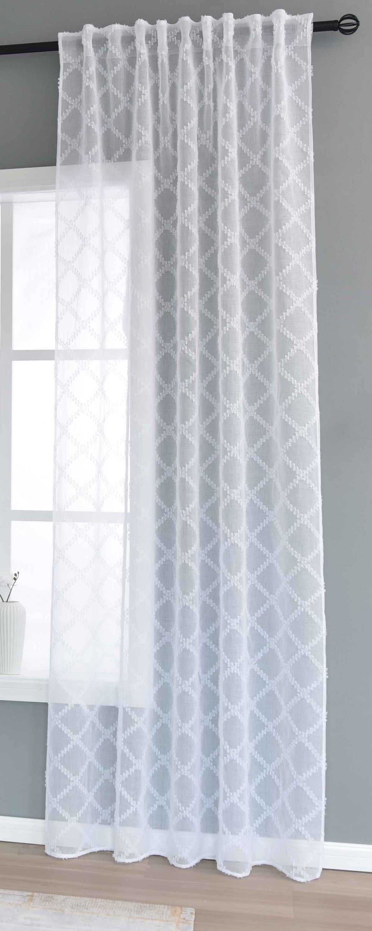 Gardine »VALENCIA« Multiband Aufhängung Scherli Transparent Leinen-Optik 2023400-408S Natur Diamond Gardinenschal 2023400-408Snatur_diamond | gerdinenbox.com