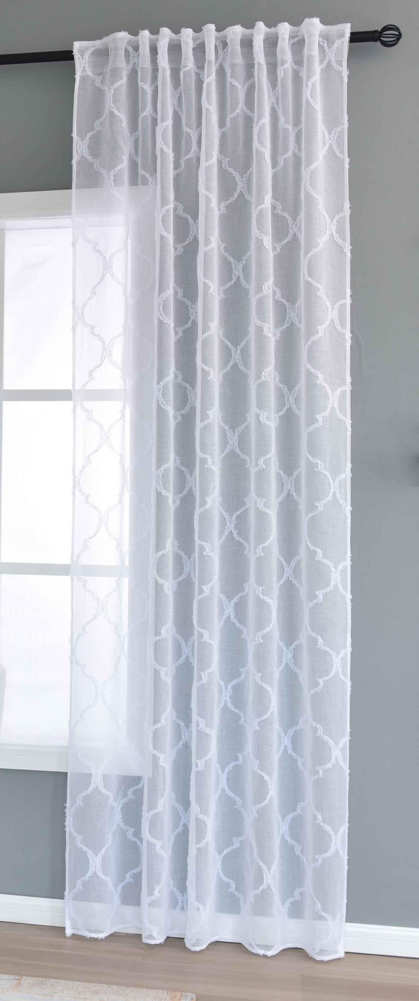 Gardine »VALENCIA« Multiband Aufhängung Scherli Transparent Leinen-Optik 2023400-408S Natur Lacework Gardinenschal 2023400-408Snatur_lacework | gerdinenbox.com