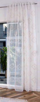 Gardine »VALENCIA« Multiband Aufhängung Scherli Transparent Leinen-Optik 2023400-408S Natur Taupe Chevron Gardinenschal 2023400-408Snatur_taupe_chevron | gerdinenbox.com