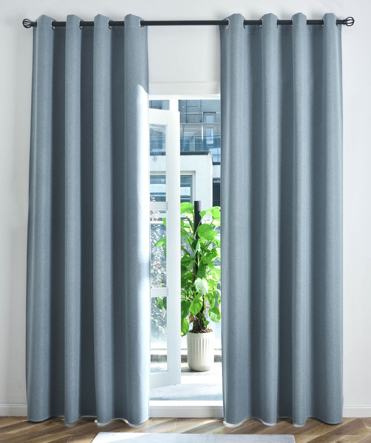 2er Set Verdunkelungsvorhänge Ösen Raffhalter 100% Verdunkelung Blackout »München Dark« Dreischichtige Bindung Fischgrätmuster 202410-2 Blau HxB 175x145 cm Vorhang 202410-2blau_a13508e9-9ec3-4b3d-a8bc-80ce8f0d7e22 | gerdinenbox.com