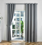 2er Set Verdunkelungsvorhänge Ösen Raffhalter 100% Verdunkelung Blackout »München Dark« Dreischichtige Bindung Fischgrätmuster 202410-2 Grau HxB 225x145 cm Vorhang 202410-2grau | gerdinenbox.com