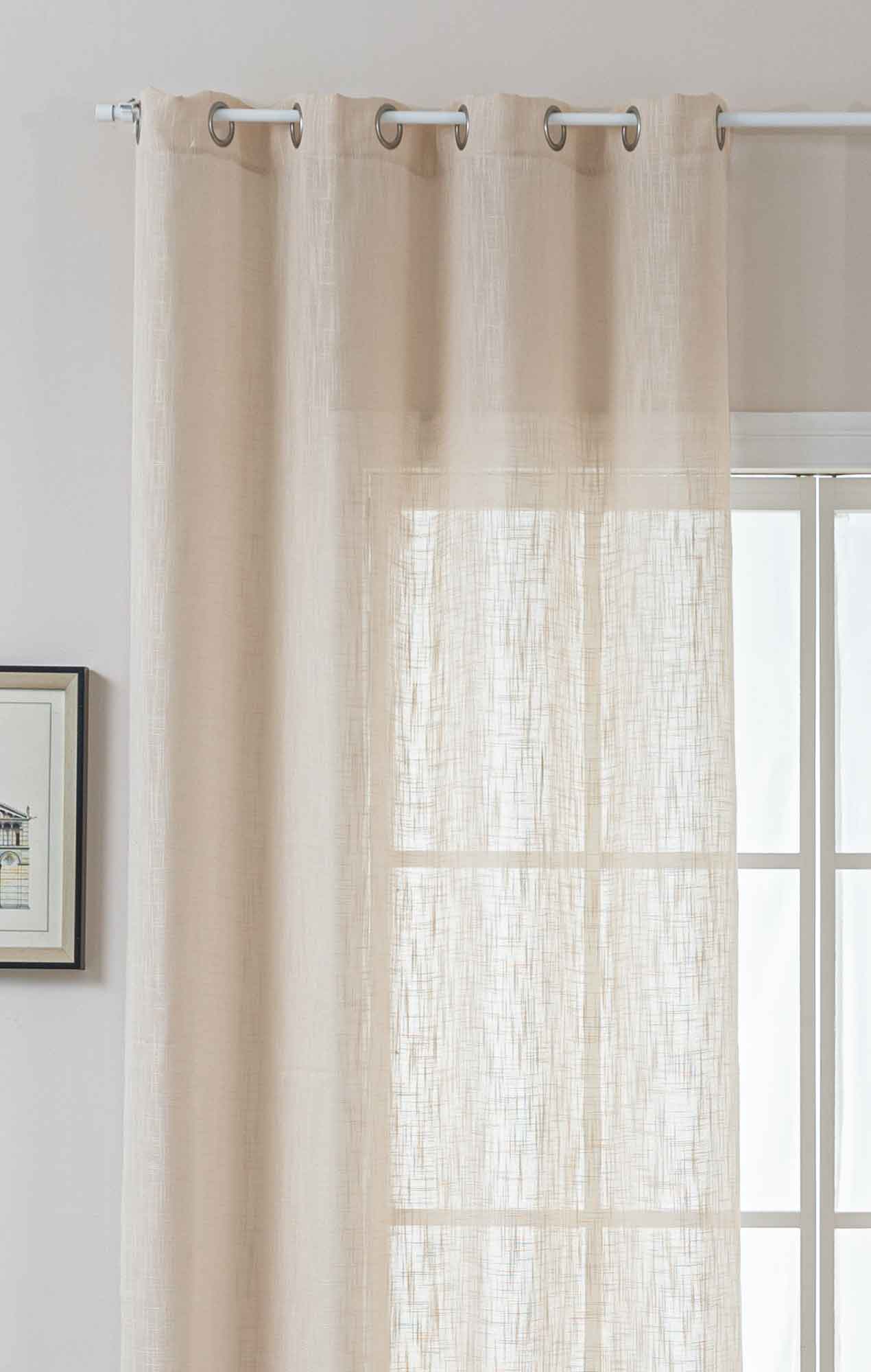 Gardine Ösen Grobfaser »Seoul« Ösen Linenlook-Struktur Uni Halbransparent Blickdicht 2024110 Gardinenschal 2024110beige | gerdinenbox.com