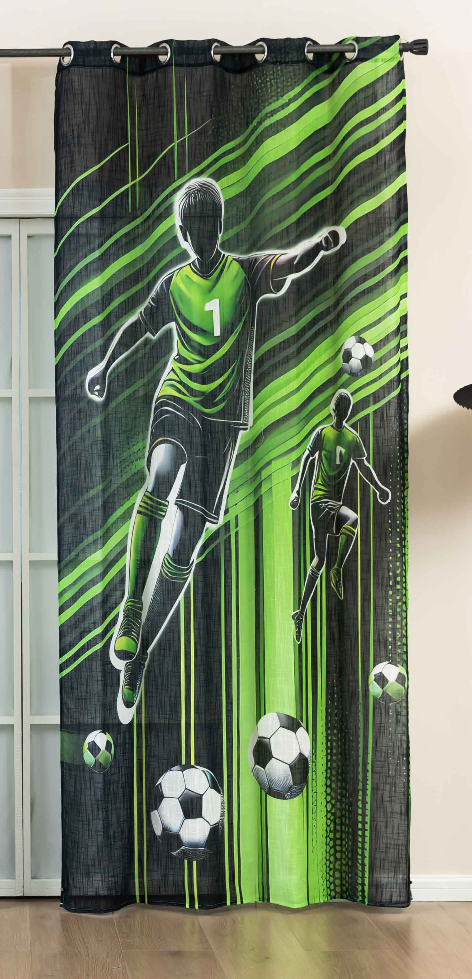 Vorhang Ösen Grobfaser »Seoul Collection« Digital Druck Ösen Gardinen Linenlook-Struktur Halbransparent Blickdicht 2024120 Fussball Soccer Vorhang 2024120fussball_soccer | gerdinenbox.com