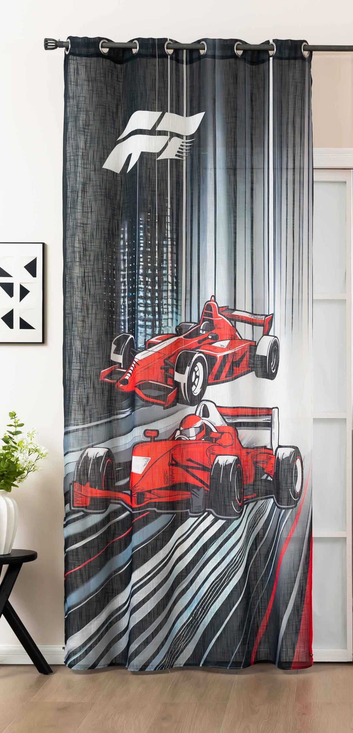 Vorhang Ösen Grobfaser »Seoul Collection« Digital Druck Ösen Gardinen Linenlook-Struktur Halbransparent Blickdicht 2024120 Racing Black Vorhang 2024120racing_black | gerdinenbox.com