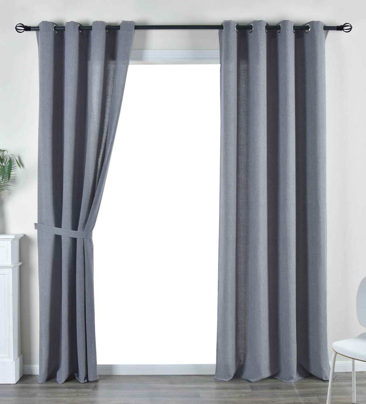2er Set Vorhang Ösen »Essen« Cationic Raffhalter Leinenstruktur blickdicht lichtdurchlässig 210 g/m² 202430-2 Dunkelgrau Vorhang Set 202430-2dunkelgrau | gerdinenbox.com
