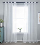 2er Set Gardinen »Dresden« Ösen HxB 245x135 cm Natur Raffhalter filigran leicht modern elegant Linienmuster 202440-2 Gardinenschal 202440-2natur | gerdinenbox.com
