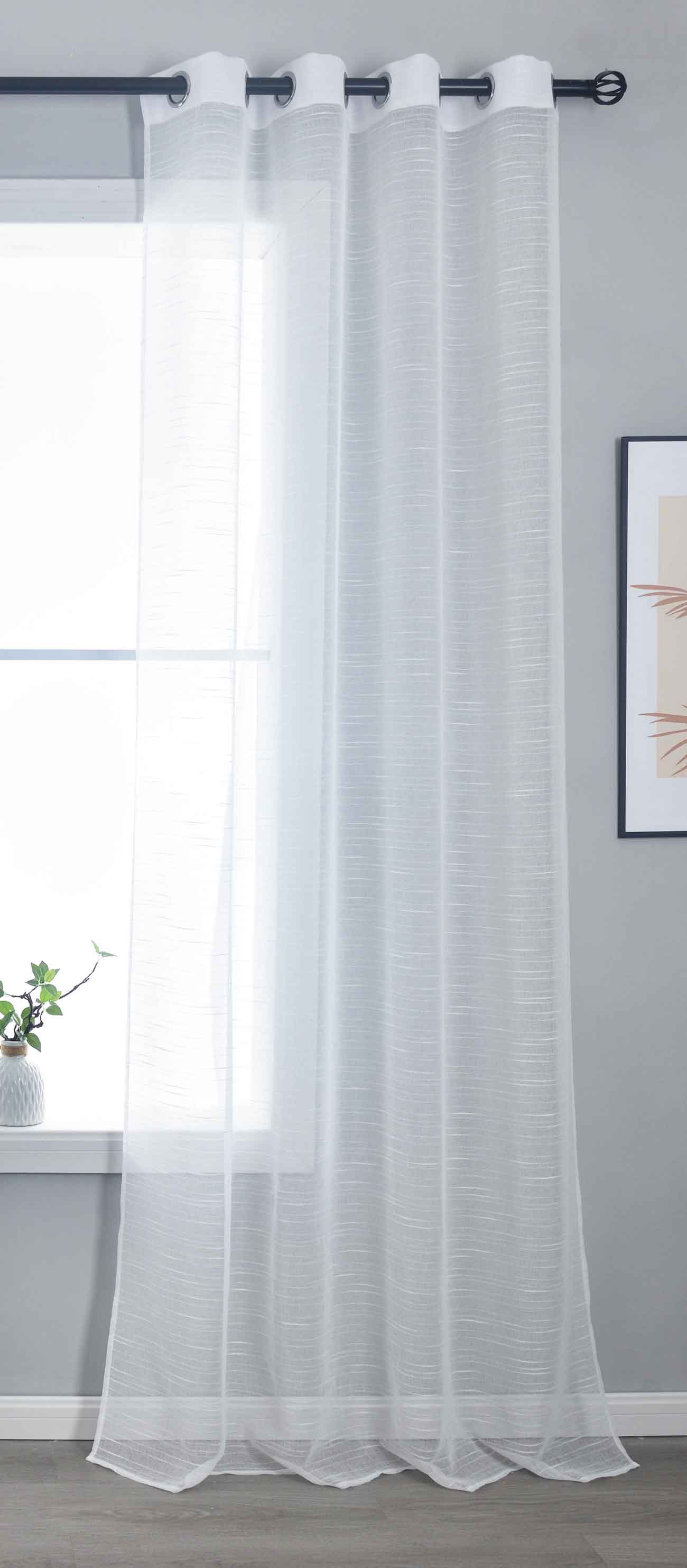 Gardine »Dresden« Ösen HxB 245x135 cm Natur Raffhalter filigran leicht modern elegant Linienmuster 202440 Gardinenschal 202440natur | gerdinenbox.com