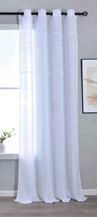 Halbtransparente Gardine mit Ösen »Leipzig« Kettenmuster lichtdurchlässig elegante Struktur 202450 Weiß Gardinenschal 202450weiss | gerdinenbox.com